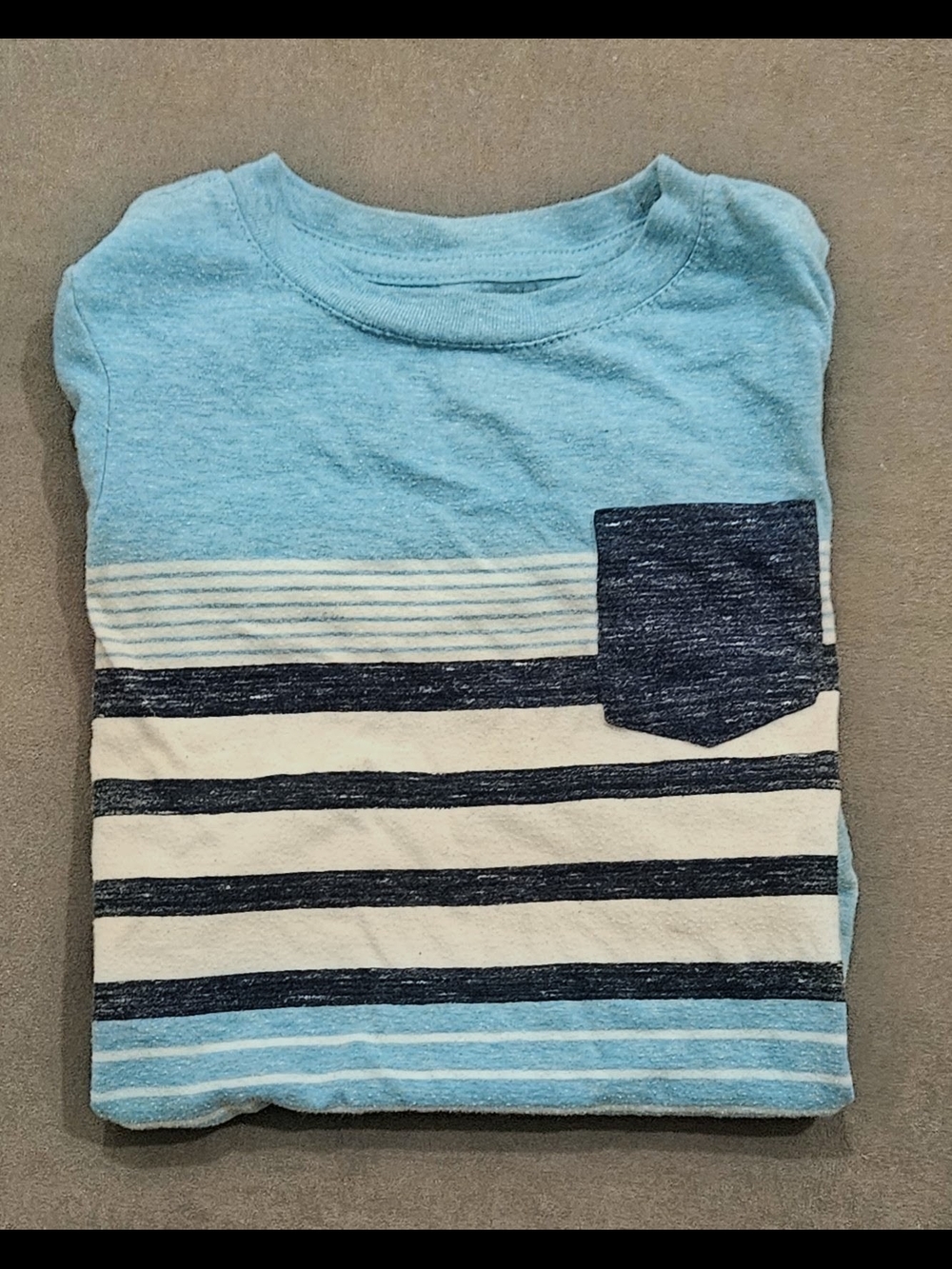 Cat & Jack Blue and Navy Striped Short-Sleeve Pocket Tee